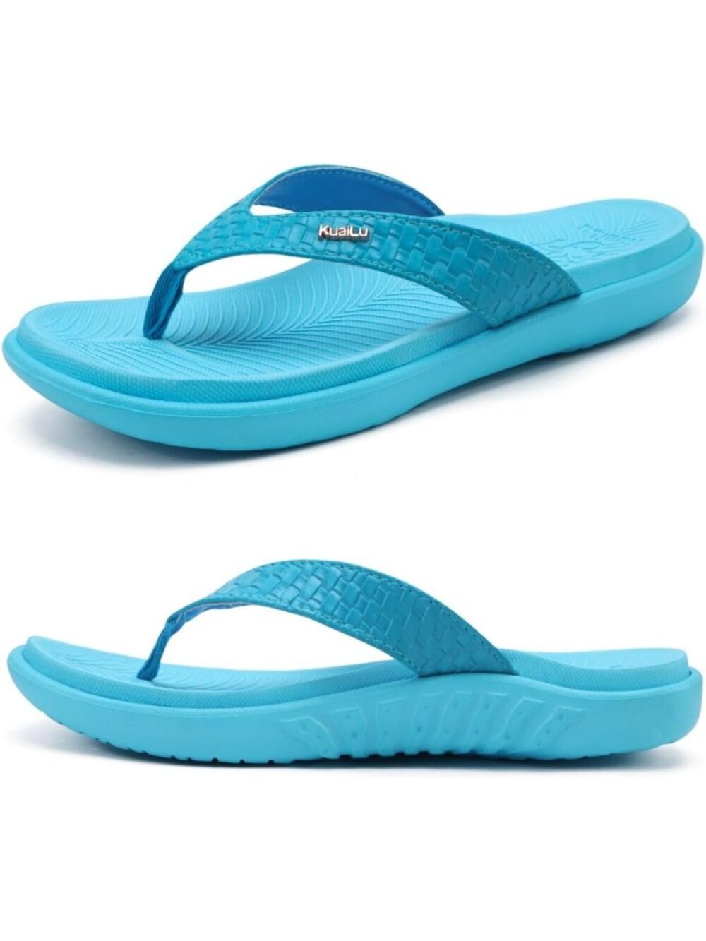 Women's Pure Blue Arch Support Yoga Mat Thong Slip On Flip Flop Sandal Shoes